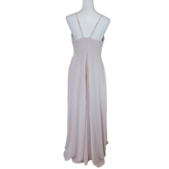 NWT Birdy Grey Theresa Creamy Beige Long Chiffon Gown Size Medium - Picture 6 of 8